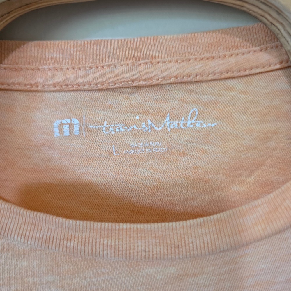 Travis Mathew Graphic Tee Mens L Peach Heather Logo‎ Pima Cotton Coastal Golf - Picture 3 of 8